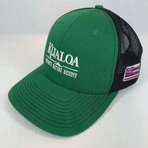 KUALOA Nature Reserve Trucker Hat Green Black Mesh Richardson 112 Snapback Cap